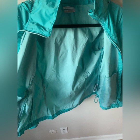 Columbia Windbreaker Jacket Womens SM Blue Lightweight Zip Up Hooded 100% Nylon - Picture 5 of 7